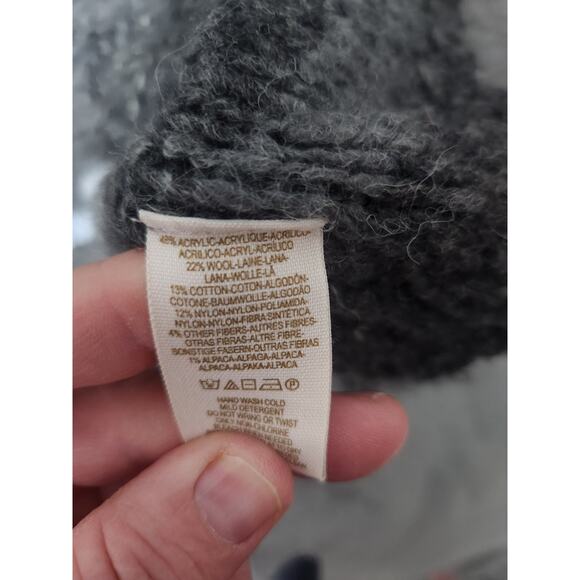 Free People Sweater Size Medium Gray Wool Striped Knit Cardigan - Picture 6 of 8